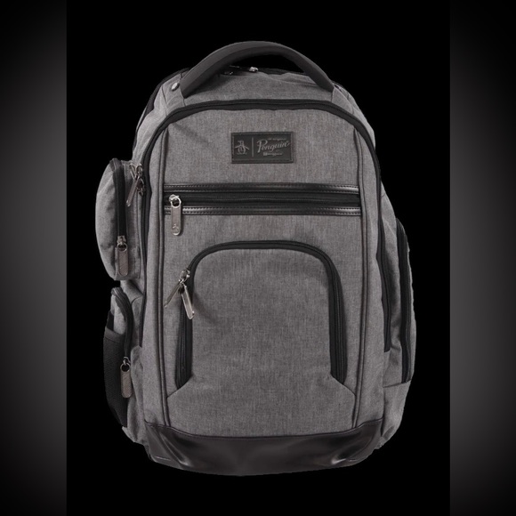 Original Penguin Handbags - New  Penguin Grey Black Backpack